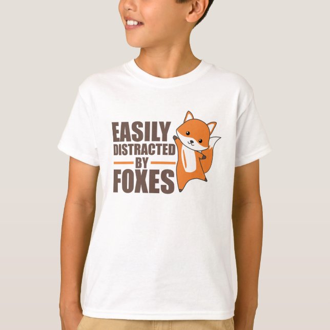T-shirt Facilement Distrait Par Les Renards Mignons Fox Dr (Devant)