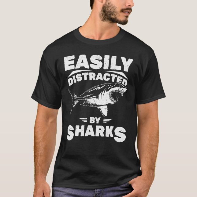 T-shirt Facilement Distrait Par Les Requins Attaque De Req (Devant)