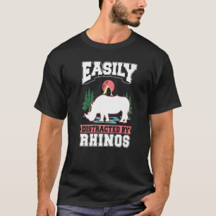 T-shirt Facilement distrait par les rhinocéros