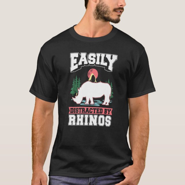 T-shirt Facilement distrait par les rhinocéros (Devant)
