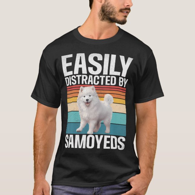 T-shirt Facilement Distrait Par Les Samoyèdes (Devant)