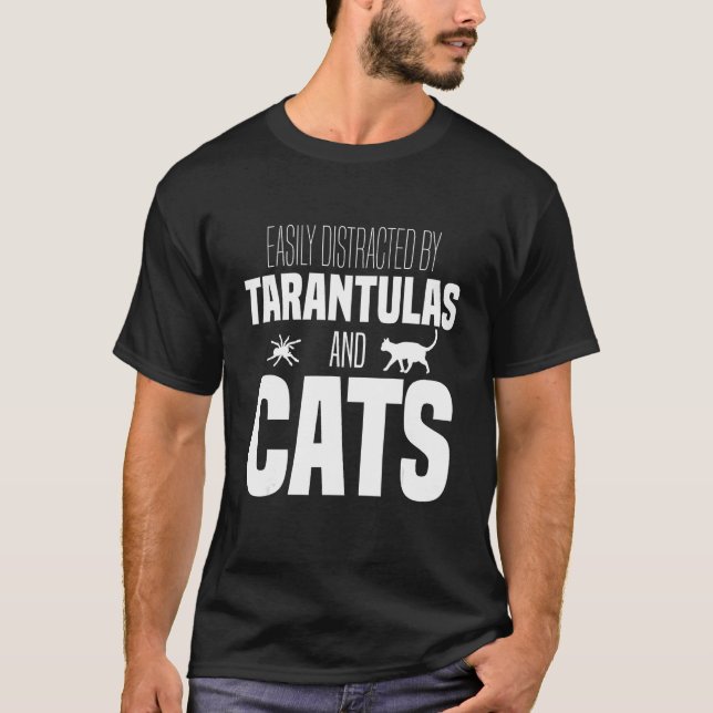 T-shirt Facilement Distrait Par Les Tarentules Et Les Chat (Devant)