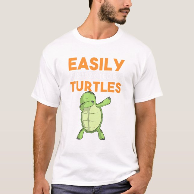 T-shirt Facilement Distrait Par Les Tortues Dabbing Dabbin (Devant)