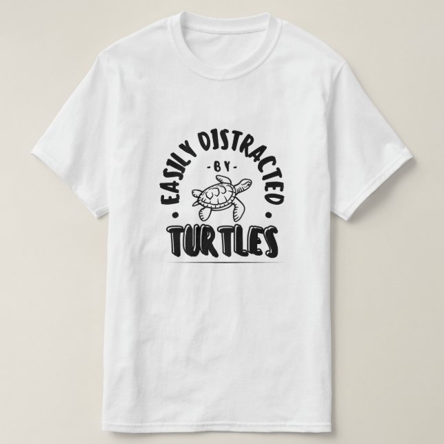 T-shirt Facilement distrait par les tortues Drôle (Design devant)