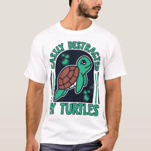 T-shirt Facilement Distrait Par Les Tortues Toutou Crabeur