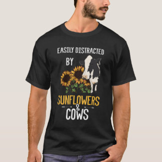 T-shirt Facilement Distrait Par Les Tournesols Et Les Vach