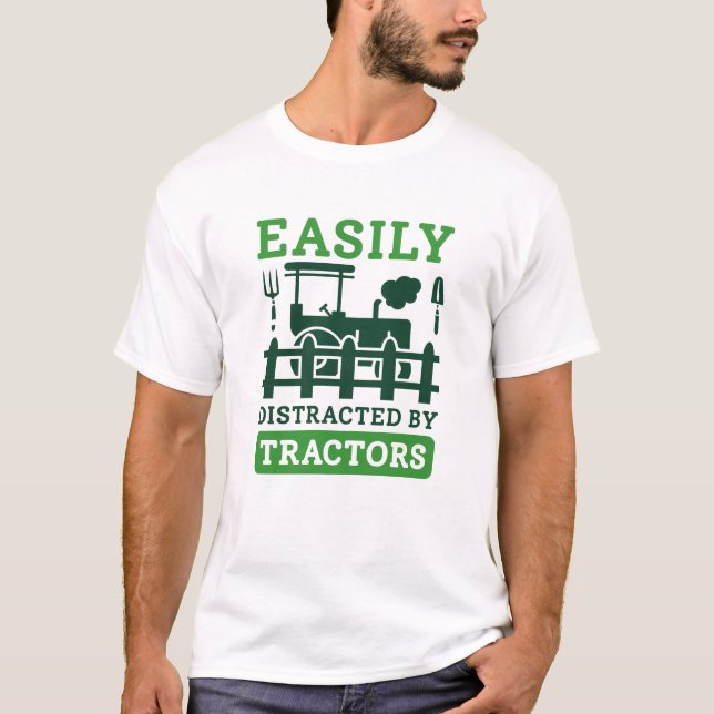 T-shirt Facilement Distrait Par Les Tracteurs (Devant)