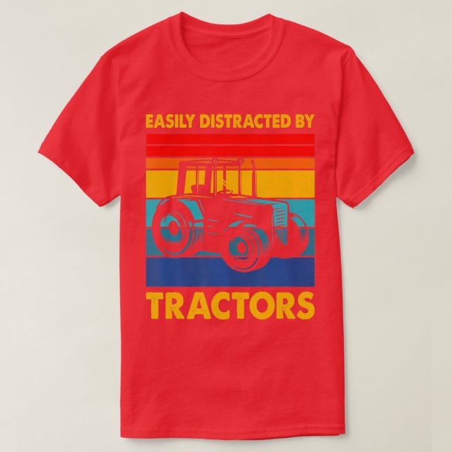 T-shirt Facilement Distrait Par Les Tracteurs Drôle Tracte (Design devant)