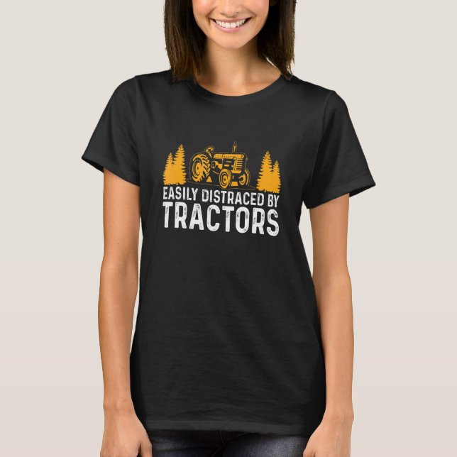 T-shirt Facilement Distrait Par Les Tracteurs - Vintage (Devant)