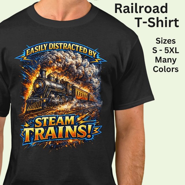 T-shirt Facilement Distrait Par Les Trains À Vapeur (Créateur téléchargé)