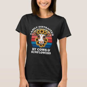 T-shirt Facilement Distrait Par Les Vaches cTournesols Hom