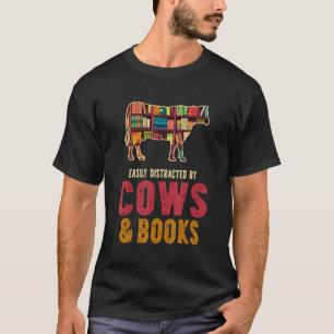 T-shirt Facilement Distrait Par Les Vaches Et Les Livres