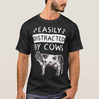 T-shirt Facilement Distrait Par Les Vaches Garçon De Ferme