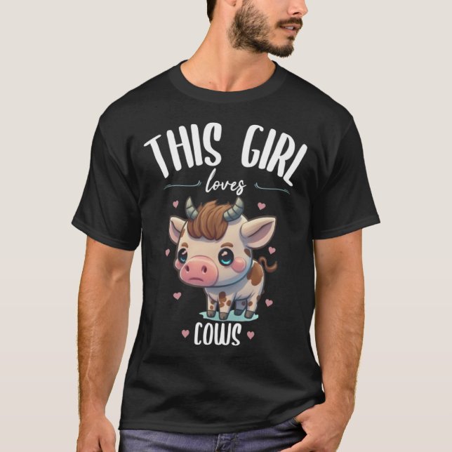 T-shirt Facilement Distrait Par Les Vaches Mignons Animaux (Devant)