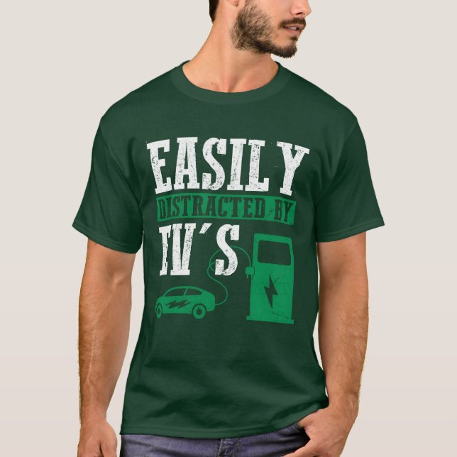 T-shirt Facilement distrait par les véhicules électriques  (Devant)