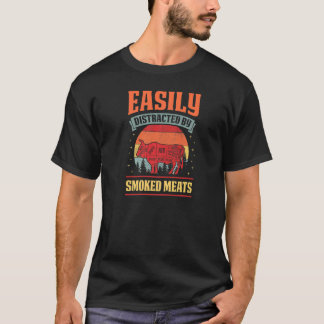 T-shirt Facilement Distrait Par Les Viandes Fumées Grill P