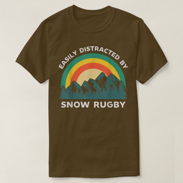 T-shirt Facilement Distrait Par Neige Rugby Funny Sport D' (Design devant)