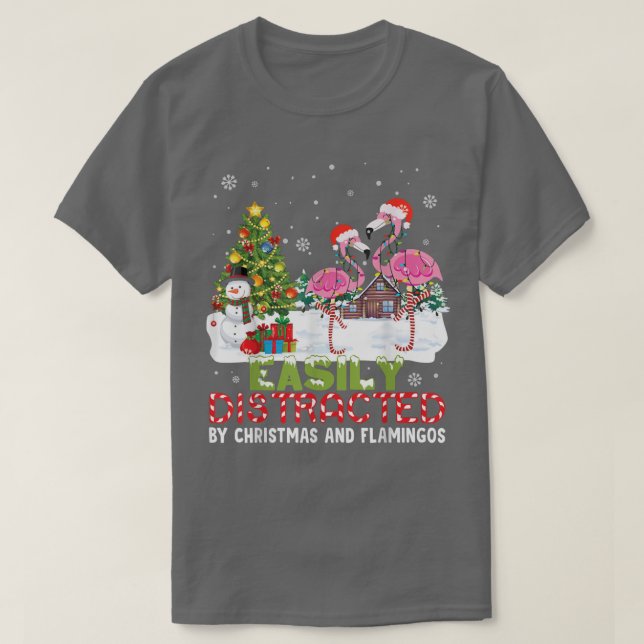 T-shirt Facilement Distrait Par Noël Et Flamant rose Noel  (Design devant)