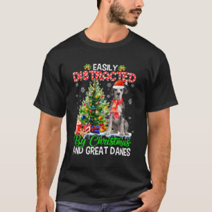 T-shirt Facilement Distrait Par Noël Et Les Grands Danois