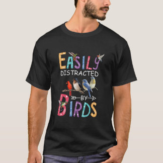 T-shirt Facilement Distrait Par Oiseaux Drôle Oiseau T Che
