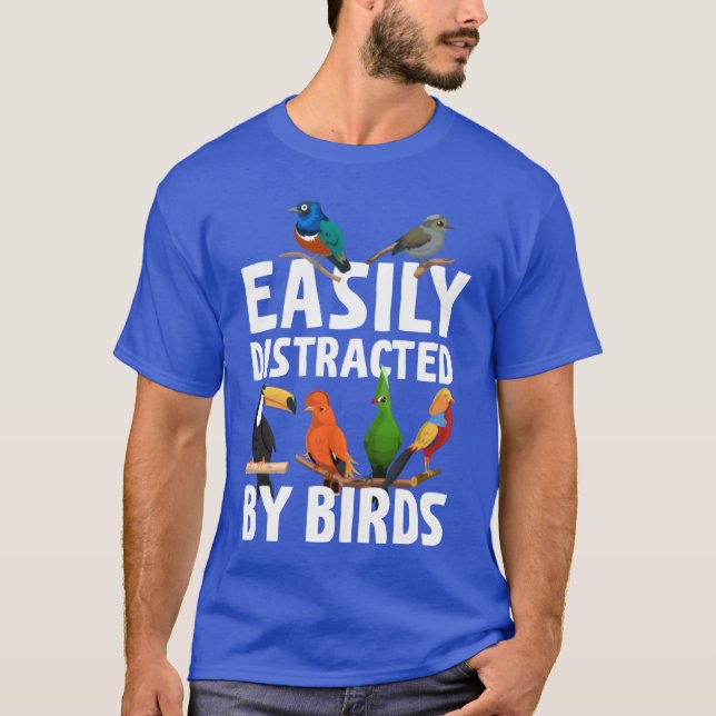 T-shirt Facilement Distrait Par Oiseaux Oiseaux Oiseaux Am (Devant)