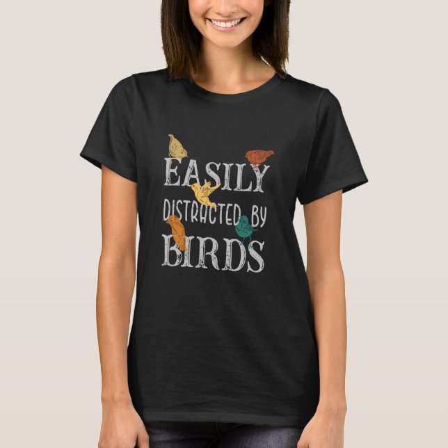 T-shirt Facilement Distrait Par Oiseaux Oiseaux Oiseaux De (Devant)