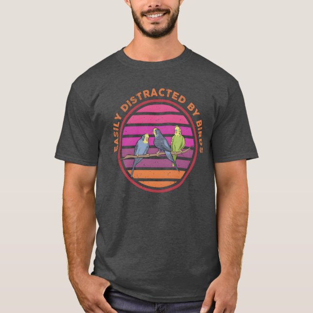 T-shirt Facilement Distrait Par Oiseaux Oiseaux Oiseaux Lo (Devant)