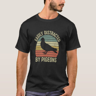 T-shirt Facilement Distrait Par Pigeons Retro Pigeon Vinta