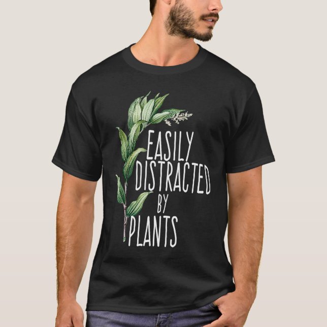 T-shirt Facilement Distrait Par Plante Retro Funny Gardene (Devant)