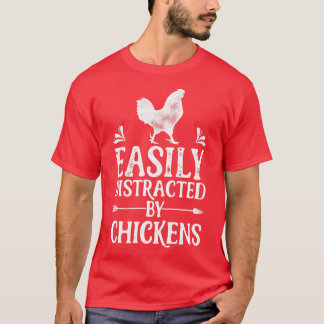 T-shirt Facilement Distrait Par Poulet Drôle Agriculture A