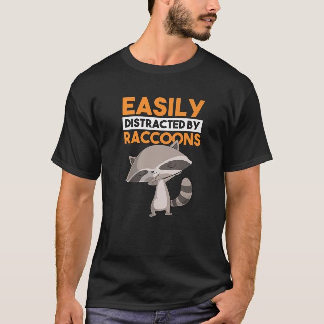 T-shirt Facilement Distrait Par Raccoons Dabbing Dab Da Da (Devant)