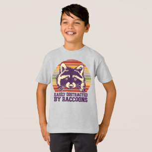 T-shirt Facilement Distrait Par Raccoons Retro Vintage Sun