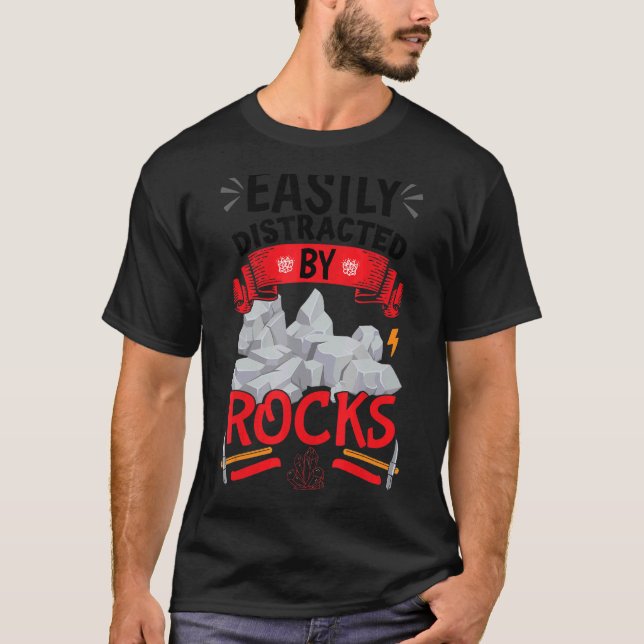 T-shirt Facilement Distrait Par Rocks Rock Apparel (Devant)