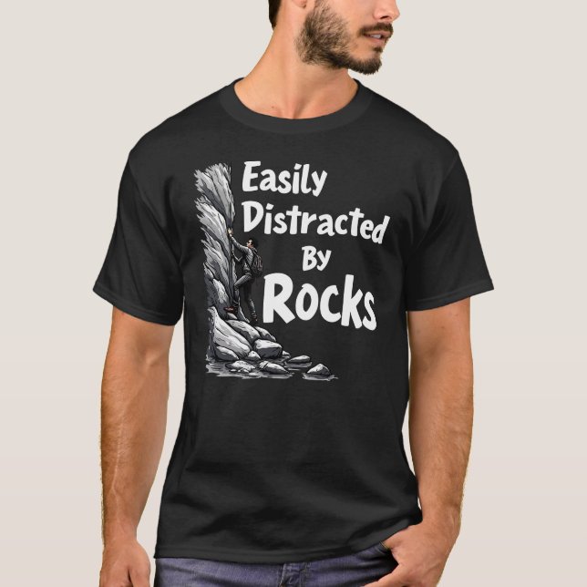 T-shirt Facilement Distrait Par Rocks Rock Escalade (Devant)