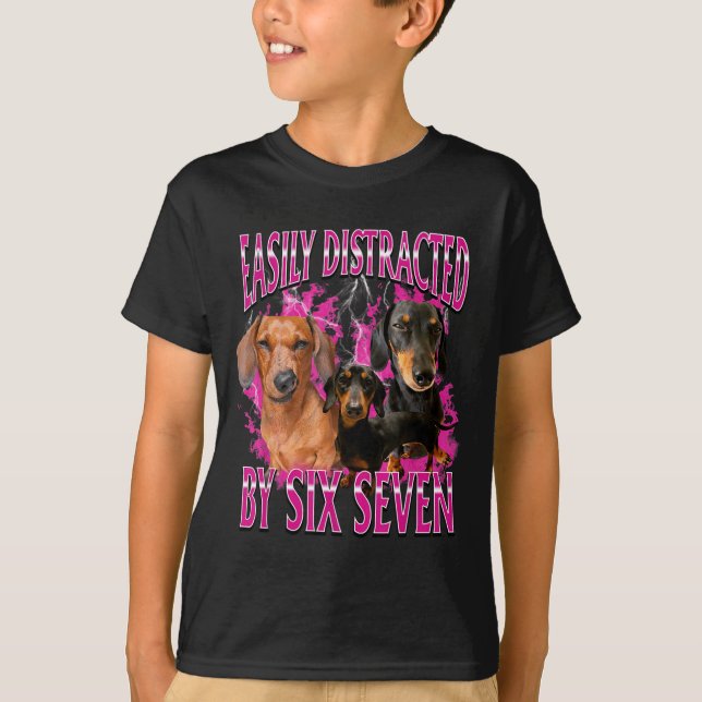 T-shirt Facilement Distrait Par Six Sept 67 Mème Dachshund (Devant)