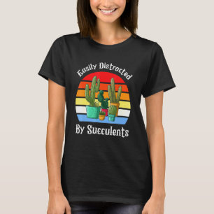 T-shirt Facilement Distrait Par Succulents Cactus Style Ré