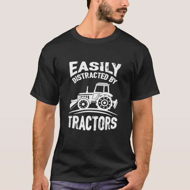 T-shirt Facilement Distrait Par Tracteurs 001 (Devant)