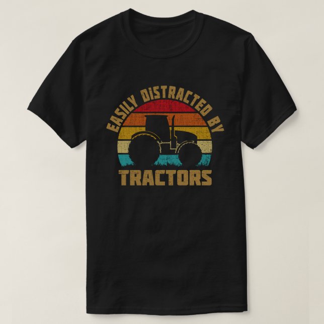 T-shirt Facilement Distrait Par Tracteurs Drôle Paysan Cad (Design devant)