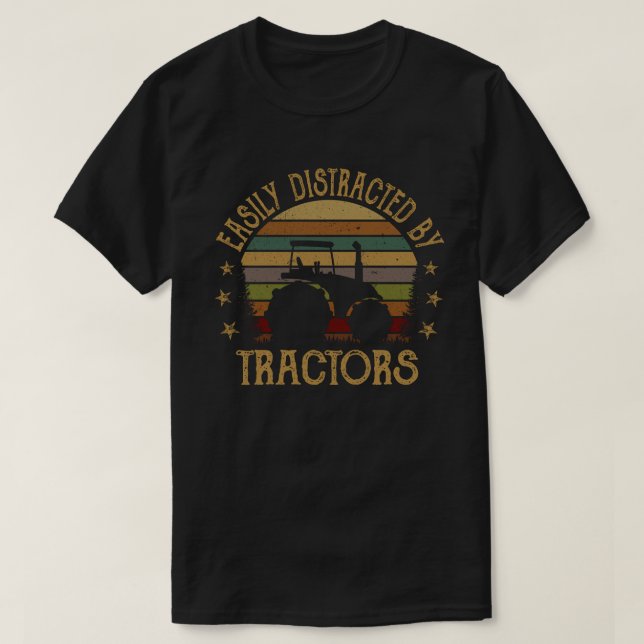 T-shirt Facilement Distrait Par Tracteurs Drôle Paysan Cad (Design devant)