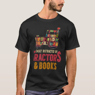 T-shirt Facilement Distrait Par Tracteurs Et Livres Tracte