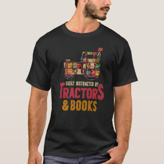 T-shirt Facilement Distrait Par Tracteurs Et Livres Tracte
