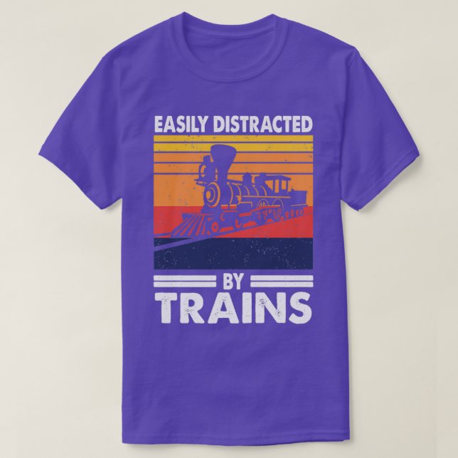 T-shirt Facilement Distrait Par Trains Trainspotter (Design devant)