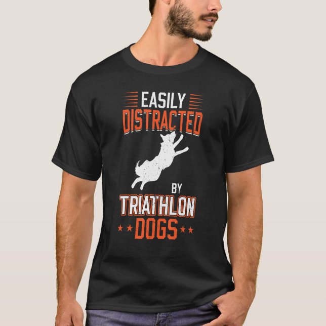 T-shirt Facilement Distrait Par Triathlon Dogs Dock Diving (Devant)