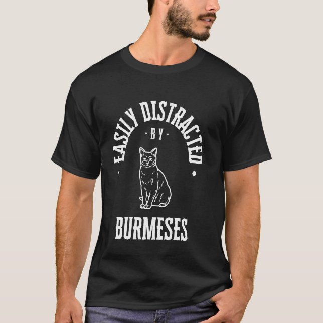 T-shirt Facilement distrait par un chat birman , amour de  (Devant)