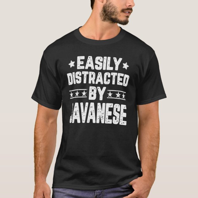 T-shirt Facilement Distrait Par Un Chat Javanais   Chat (Devant)