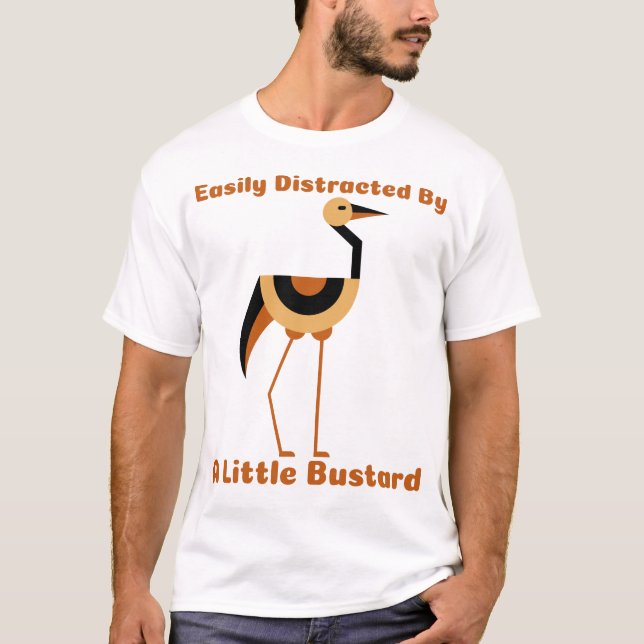 T-shirt Facilement distrait par une petite outarde ornitho (Devant)
