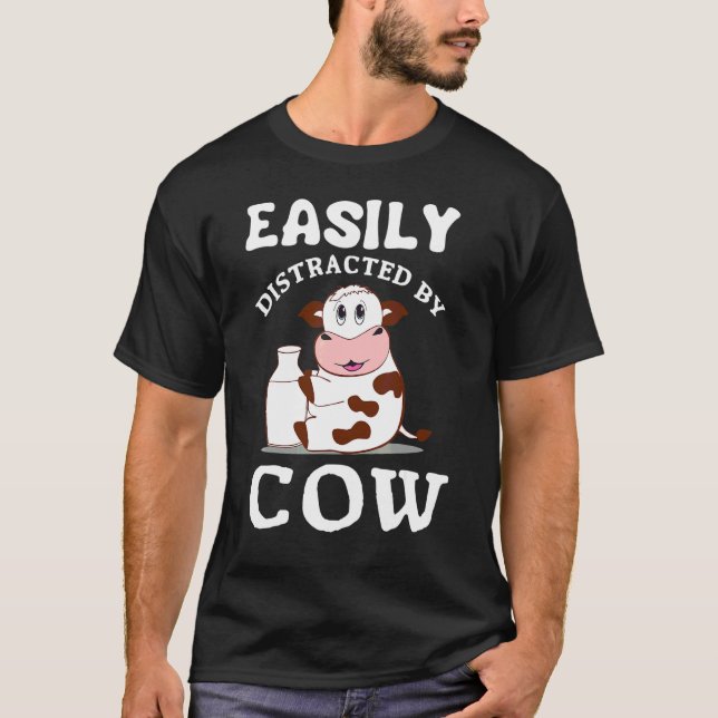 T-shirt Facilement Distrait Par Une Vache (Devant)