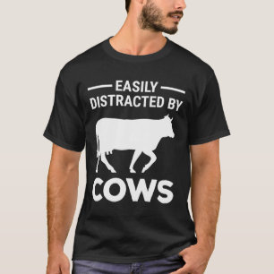 T-shirt Facilement Distrait Par Vaches Amusant Louveur De