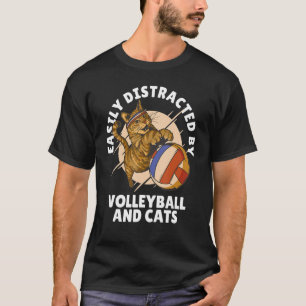 T-shirt Facilement Distrait Par Volley Et Chats Volleybal