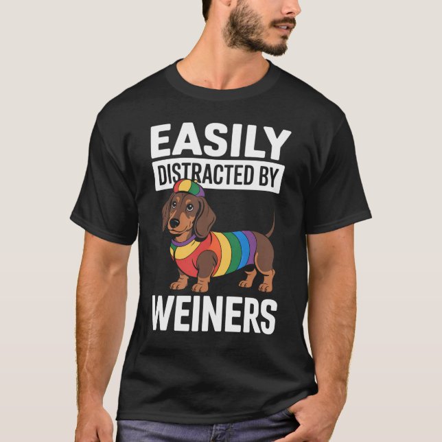 T-shirt Facilement Distrait Par Weiners LGBTQ Rainbow Gay (Devant)